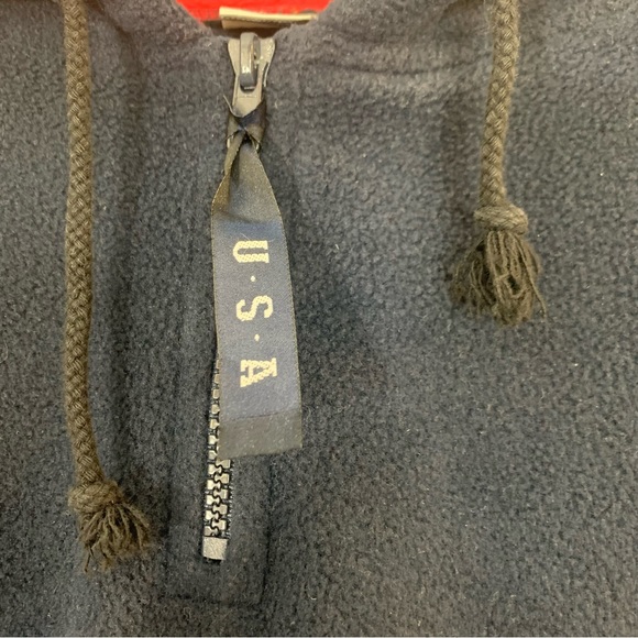 Men’s Vintage Alaska Zip Up Fleece Jacket Size Large Navy Red Retro Oversized - Picture 8 of 11